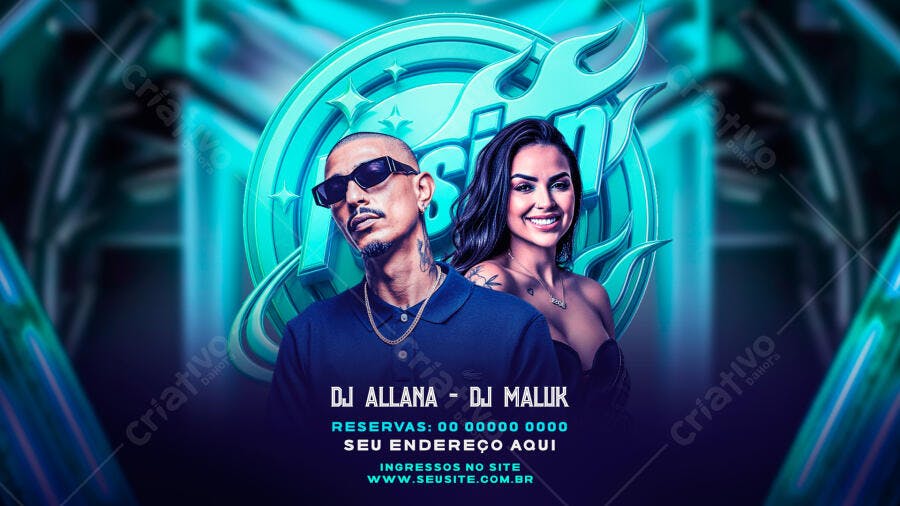 Flyer Festa Balada Eletrônica DJs PSD Editável
