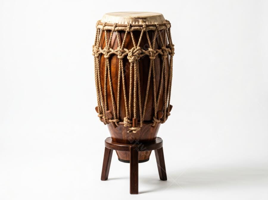 Foto Atabaque Instrumento Musical Percussão Fundo Branco Estúdio