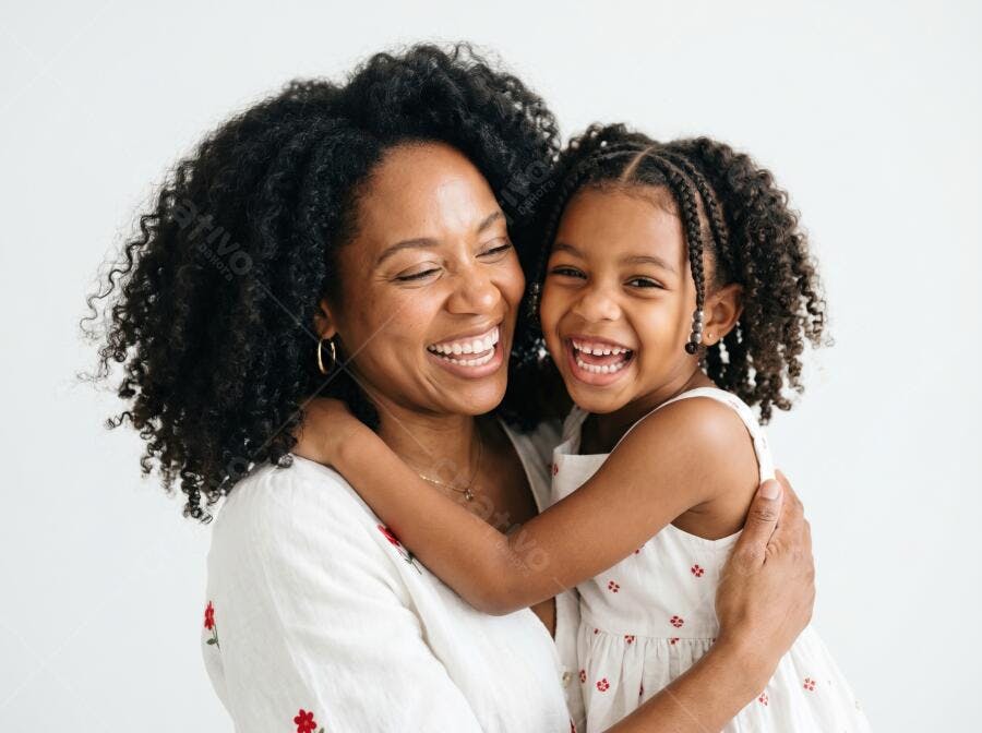 Foto Mulher Negra Criança Sorrindo Abraço Maternidade Feliz