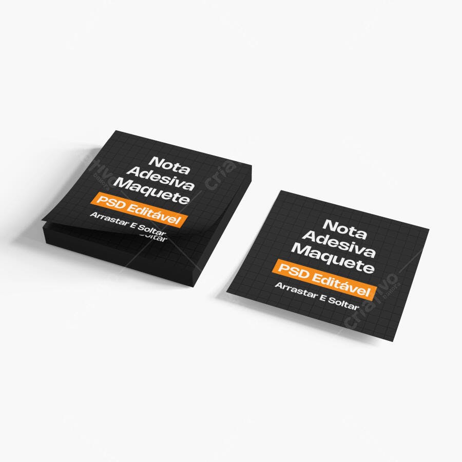 Mockup Bloco Notas Adesivas Quadradas Fundo Branco Editável