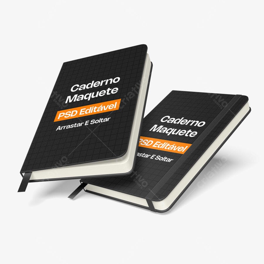 Mockup Caderno Agenda Capa Dura Fundo Branco Editável