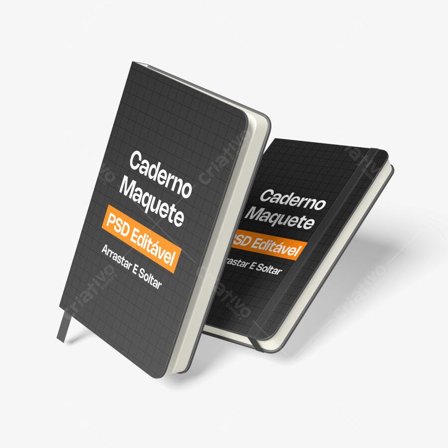 Mockup Caderno Agenda Capa Dura Fundo Branco Editável