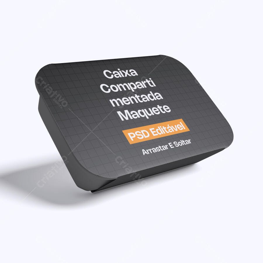 Mockup Caixa Compartimentada Retangular Fundo Branco Editável