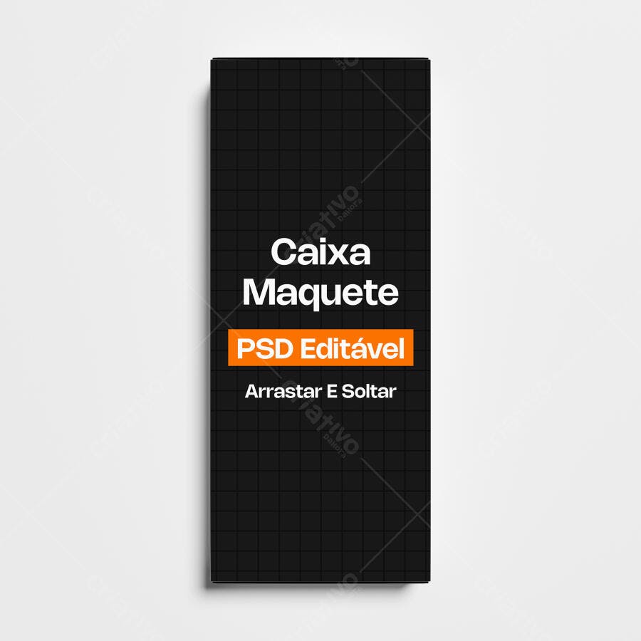 Mockup Caixa Retangular Preta Vertical Fundo Branco Editável