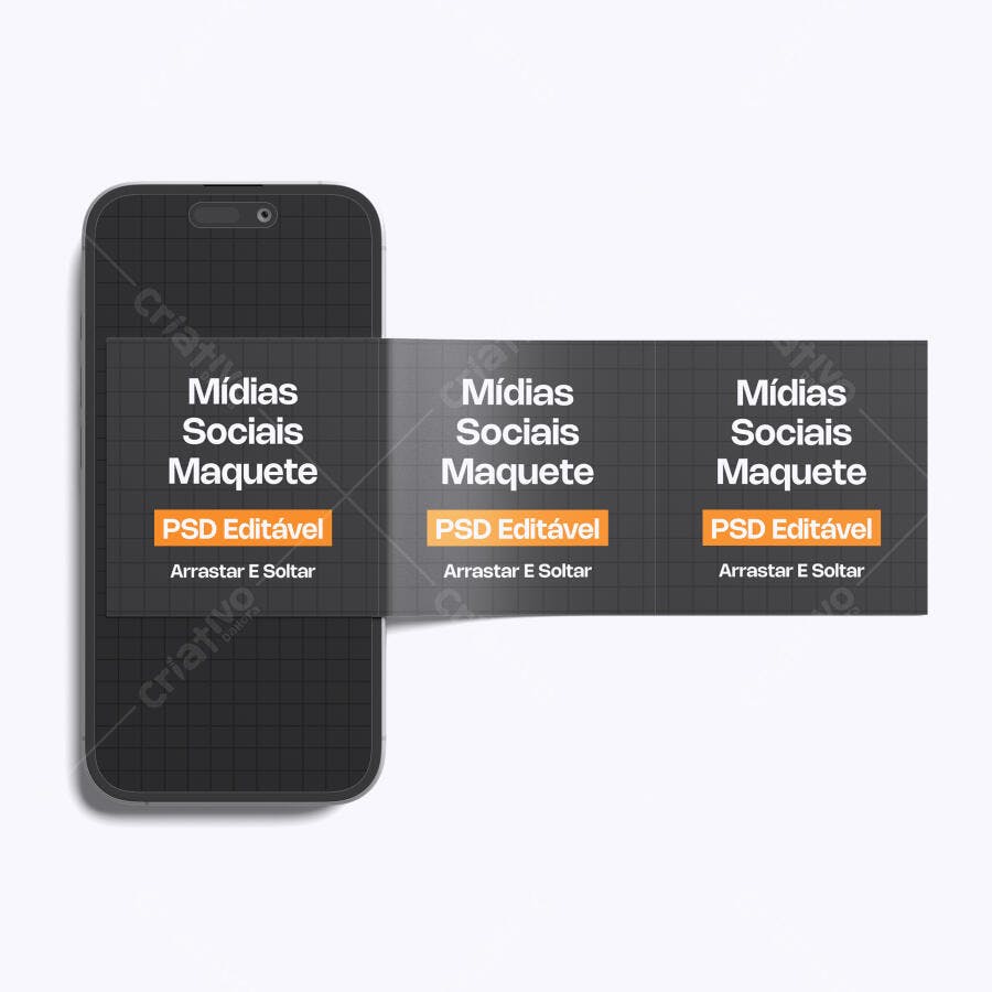 Mockup Celular Smartphone Tela Estendida Fundo Branco Editável