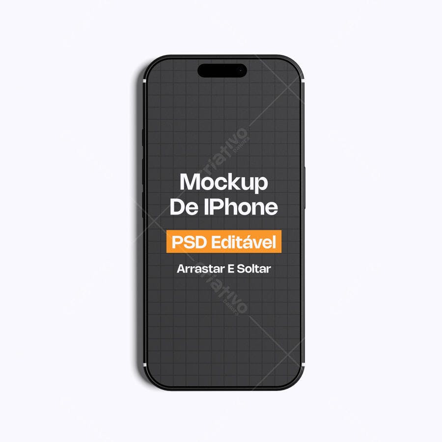 Mockup iPhone 14 Pro Max Frontal Fundo Branco Editável