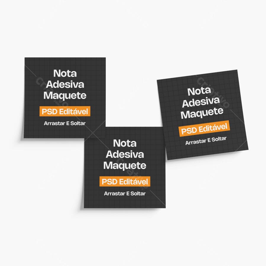 Mockup Nota Adesiva Post-it Fundo Branco Editável