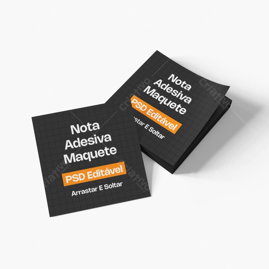 Mockup Nota Adesiva Quadrada Fundo Branco Editável