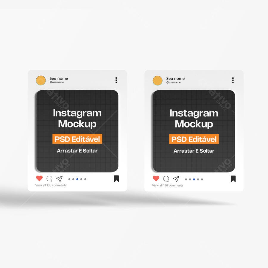 Mockup Post Instagram Feed Fundo Branco Editável