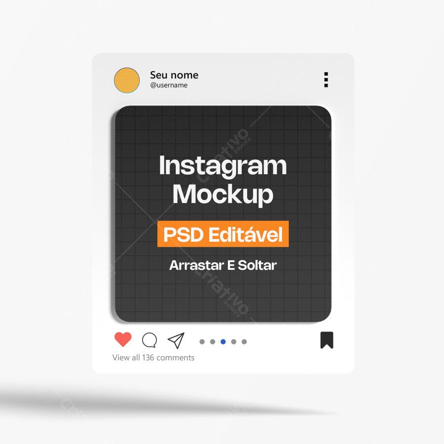 Mockup Post Instagram Minimalista Fundo Branco Editável