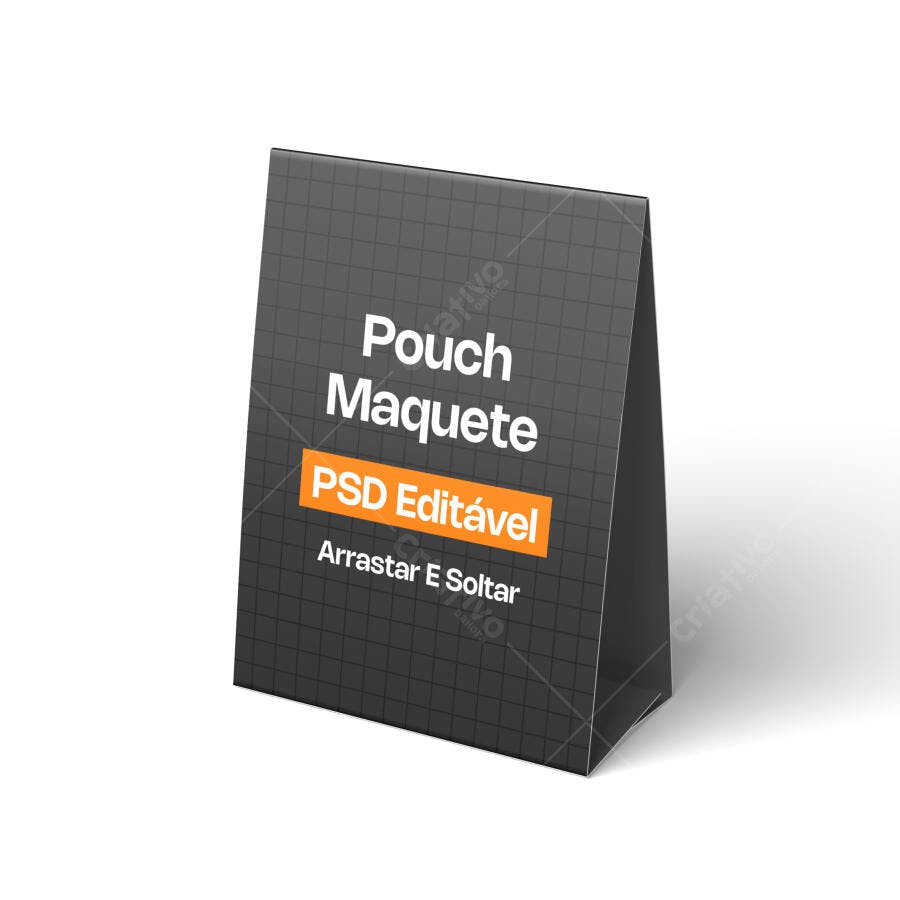 Mockup Pouch Embalagem Stand Up Fundo Branco Editável