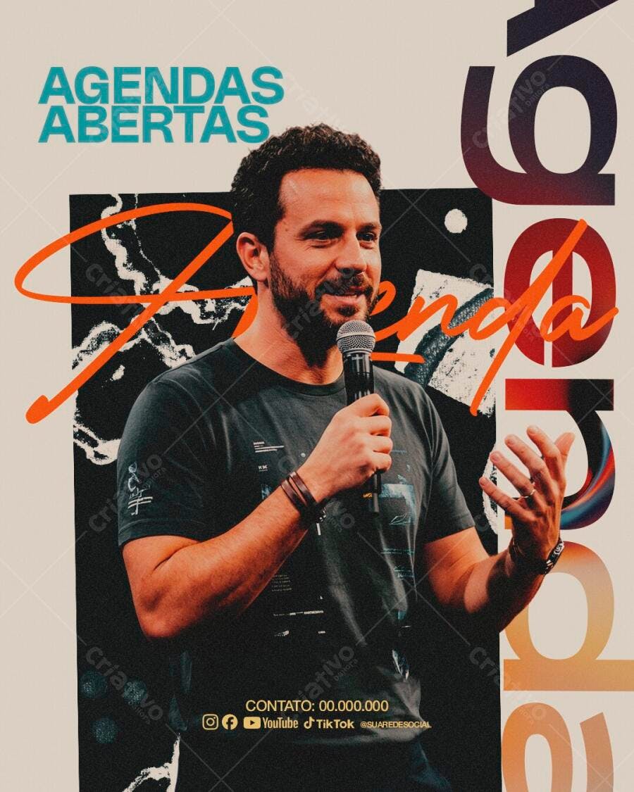 Post Agendas Abertas Palestrante Eventos PSD Editável