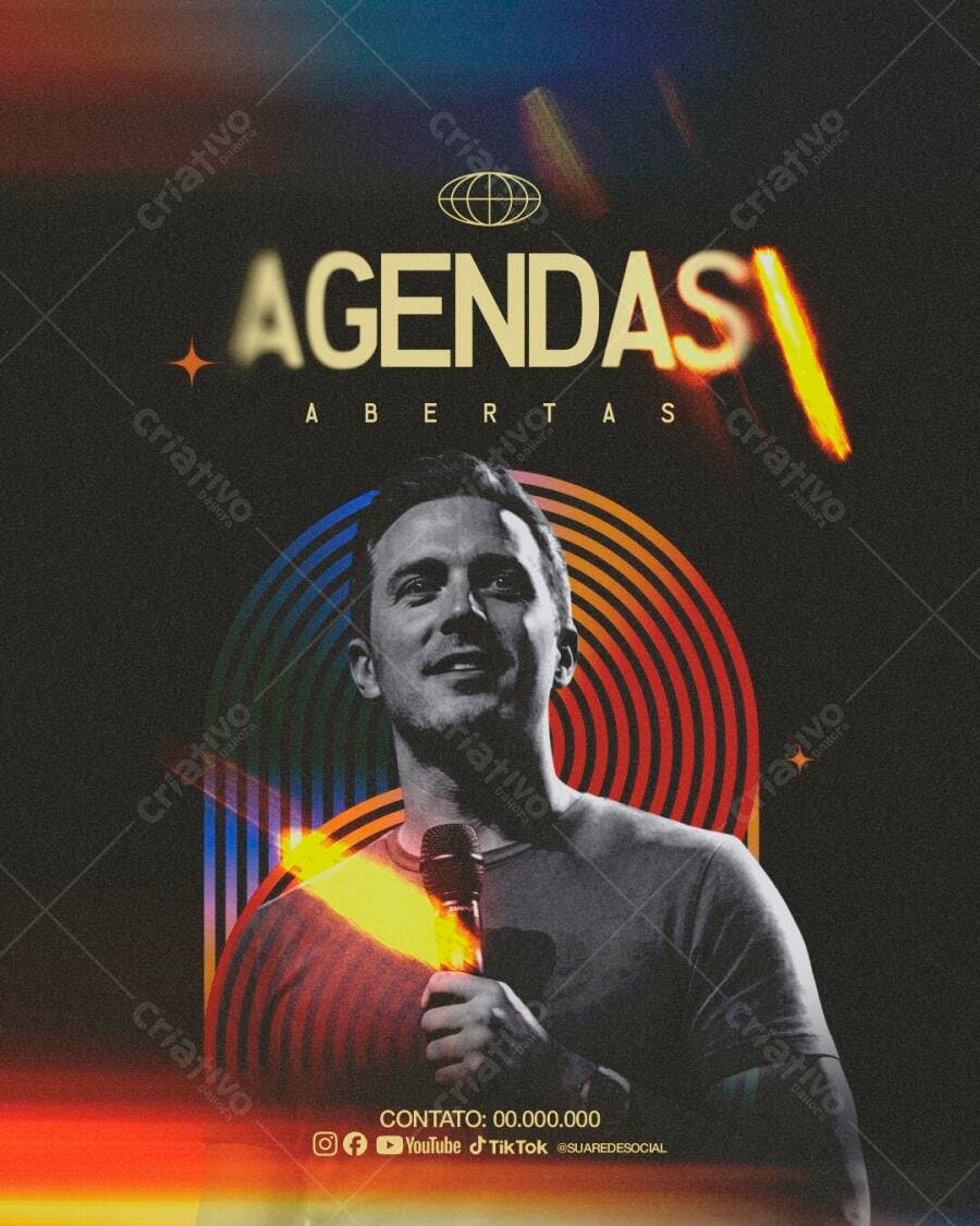 Post Instagram Agendas Abertas Palestrante PSD Editável