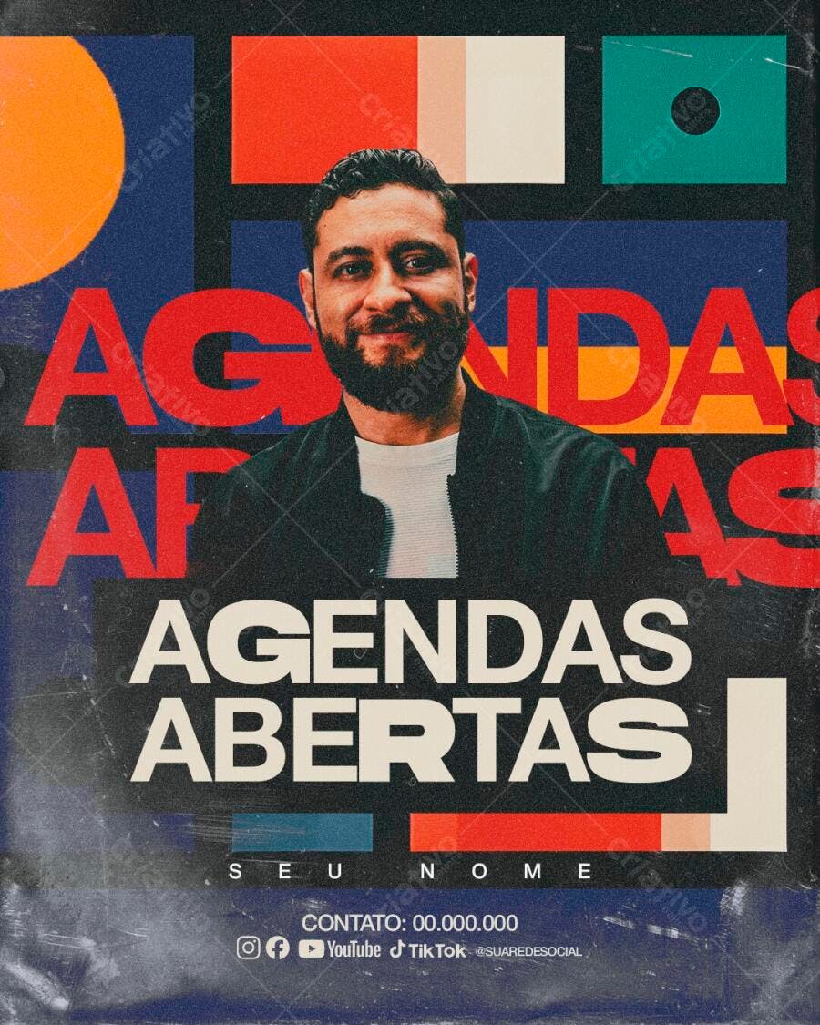 Post Instagram Agendas Abertas Profissional PSD Editável