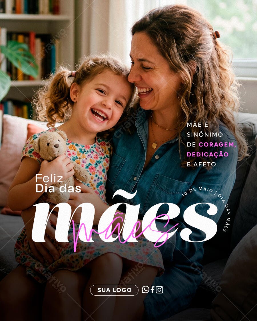 Post Instagram Dia das Mães Família PSD Editável