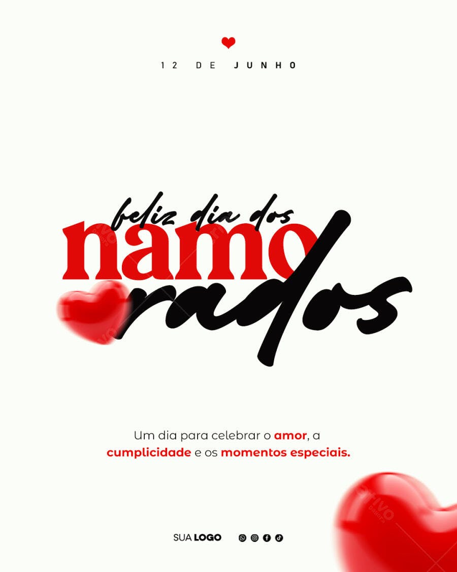 Post Instagram Dia dos Namorados 12 Junho PSD Editável