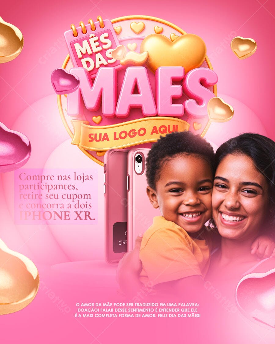 Post Instagram Mês das Mães Sorteio PSD Editável