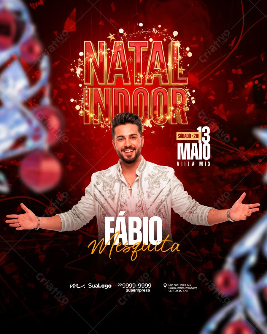 Post Instagram Natal Indoor Show Fábio Mesquita PSD Editável