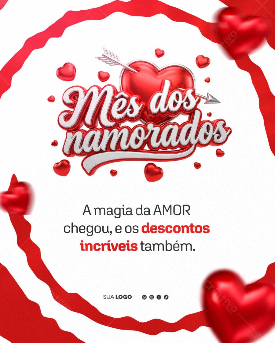Post Mês dos Namorados Descontos PSD Editável