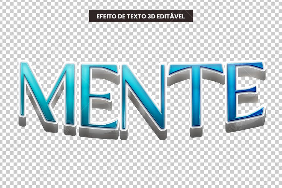 Efeito de Texto 3D Azul Moderno PSD Editável