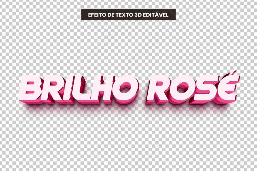 Efeito de Texto 3D Brilho Rosé PSD Editável