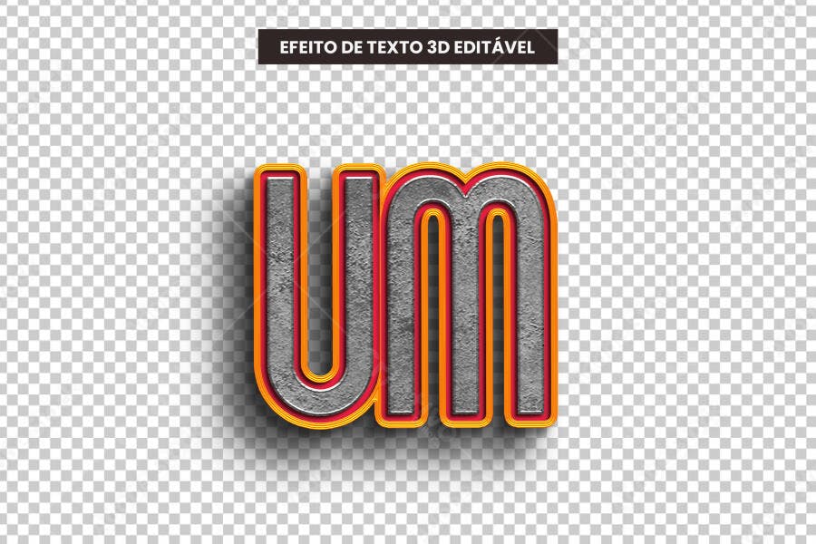 Efeito de Texto 3D Concreto Metálico PSD Editável