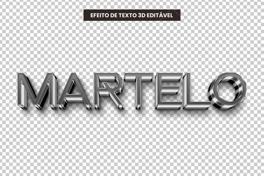 Efeito de Texto 3D Cromado Metalizado PSD Editável