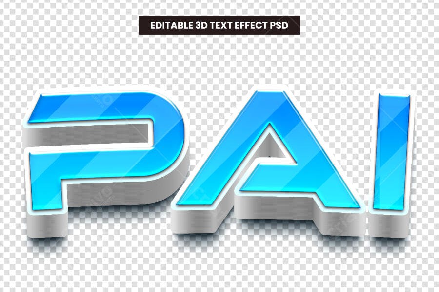 Efeito de Texto 3D Dia dos Pais Azul PSD Editável