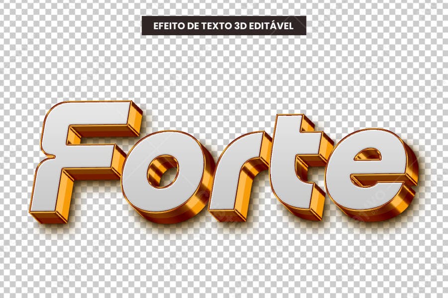 Efeito de Texto 3D Dourado e Branco PSD Editável