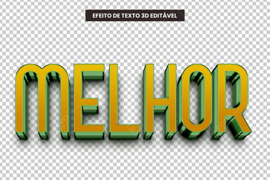 Efeito de Texto 3D Dourado Verde PSD Editável