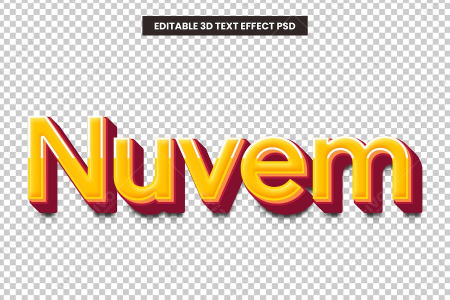 Efeito de Texto 3D Dourado Vermelho PSD Editável