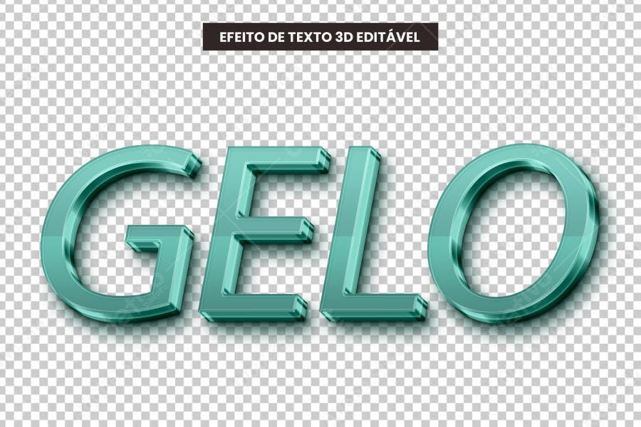 Efeito de Texto 3D Gelo Aqua PSD Editável