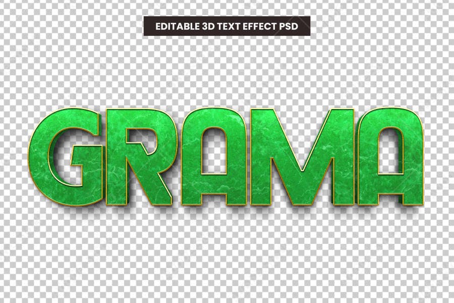 Efeito de Texto 3D Grama Verde PSD Editável