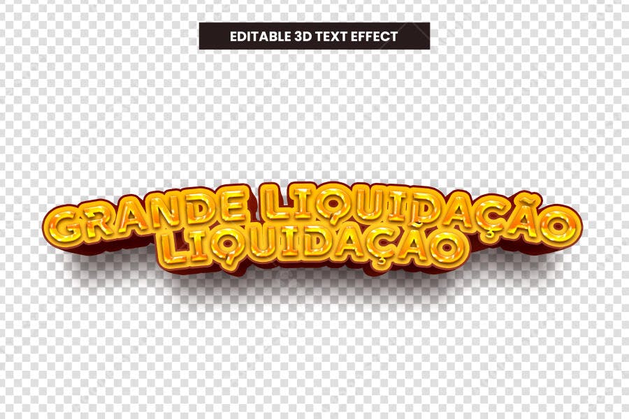 Efeito de Texto 3D Grande Liquidação PSD Editável