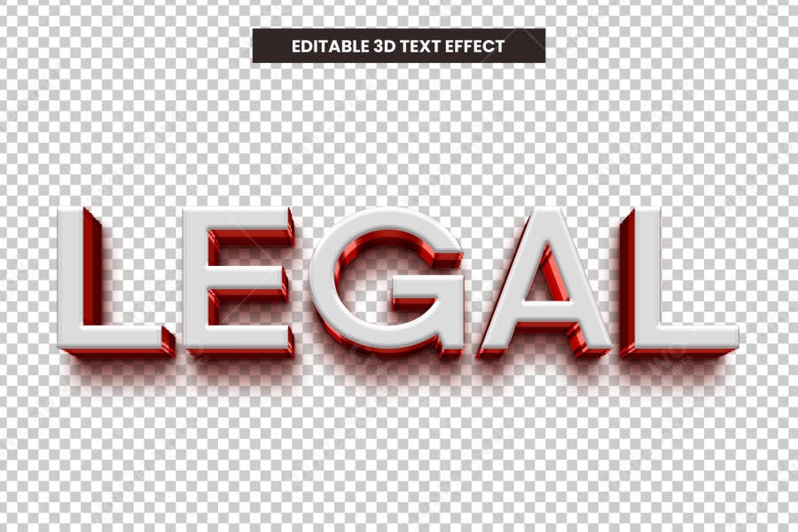 Efeito de Texto 3D Legal Branco Vermelho PSD Editável