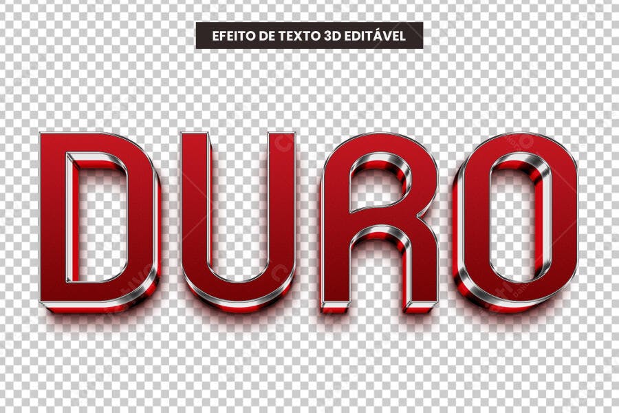 Efeito de Texto 3D Metálico Vermelho PSD Editável