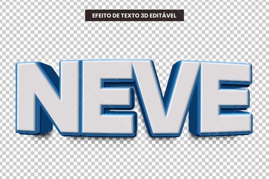 Efeito de Texto 3D Neve Inverno PSD Editável