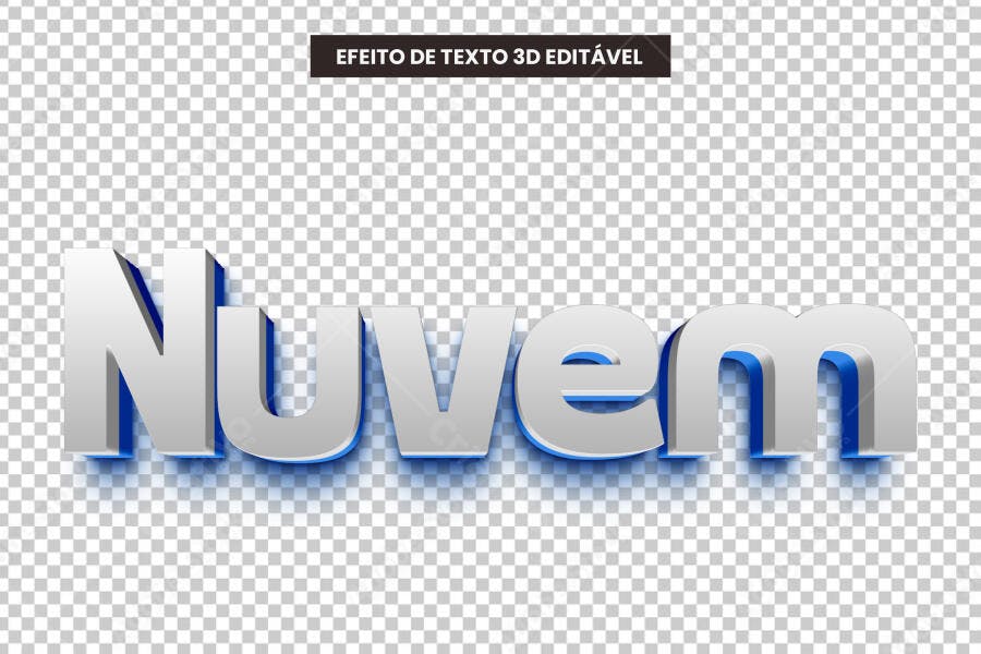 Efeito de Texto 3D Nuvem Azul PSD Editável