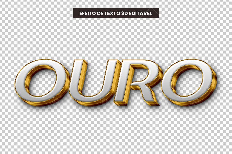 Efeito de Texto 3D Ouro e Prata PSD Editável