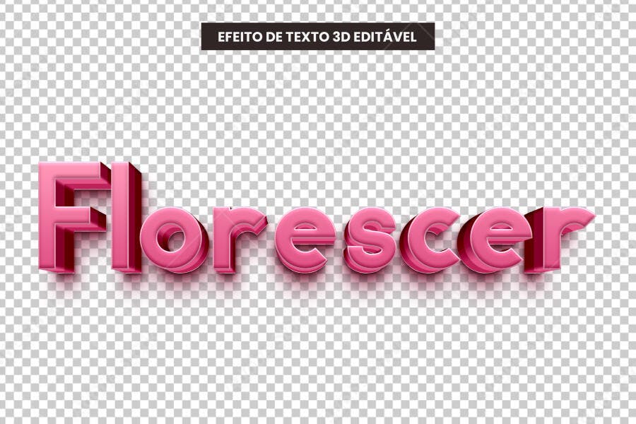 Efeito de Texto 3D Rosado Fluir Florescer PSD Editável