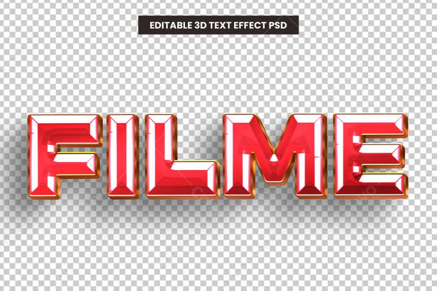 Efeito de Texto 3D Vermelho Dourado PSD Editável