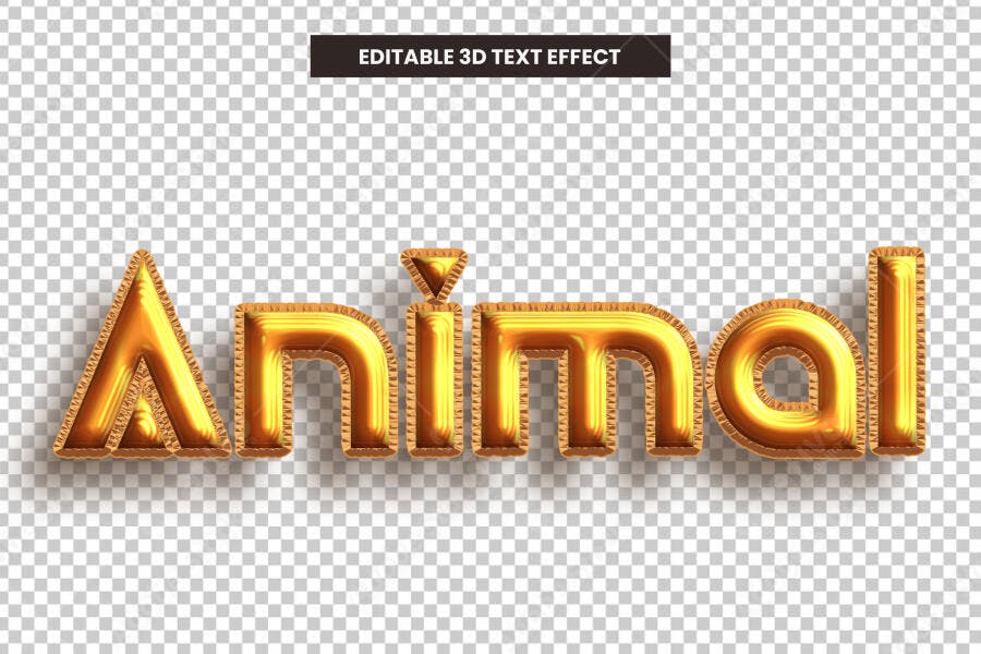 Efeito Texto 3D Balão Dourado PSD Editável