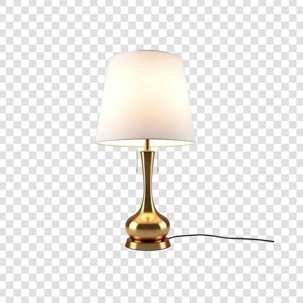 Elemento 3D Abajur Dourado Moderno PNG Fundo Transparente