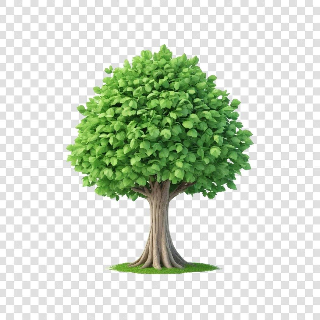 Elemento 3D Árvore Verde Natureza PNG Fundo Transparente