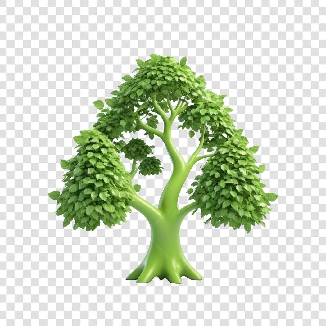 Elemento 3D Árvore Verde Natureza PNG Fundo Transparente