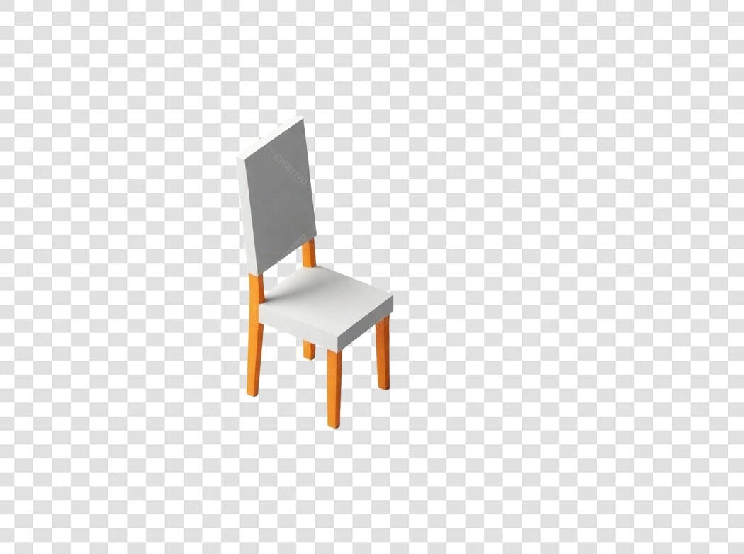 Elemento 3D Cadeira Branca Madeira PNG Fundo Transparente