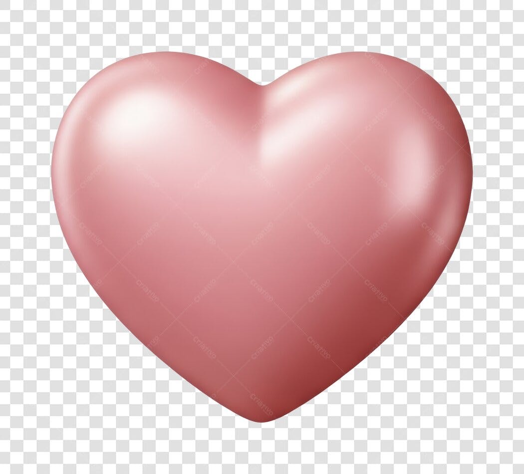 Elemento 3D Coração Rosa Brilhante PNG Fundo Transparente