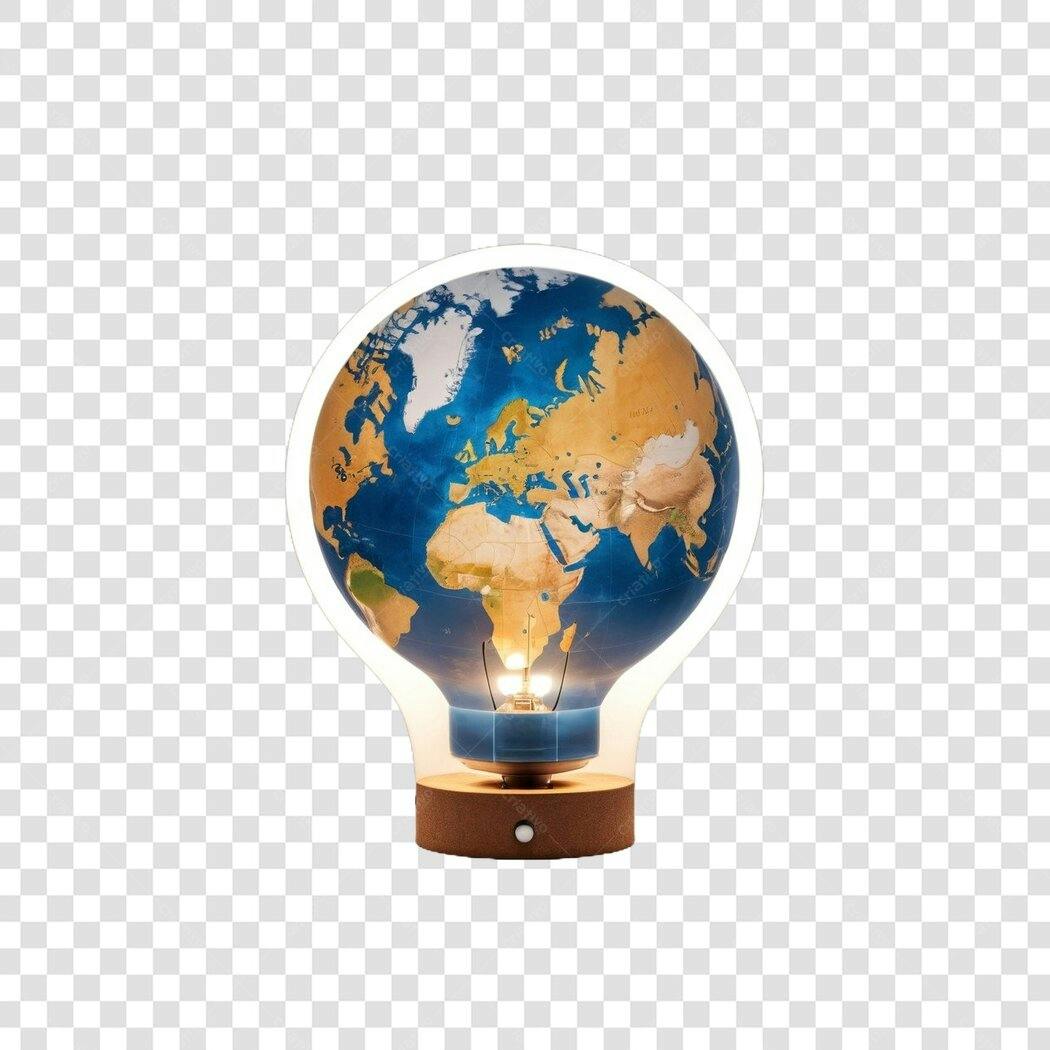Elemento 3D Lâmpada Mundo Ideia Sustentabilidade PNG Fundo Transparente