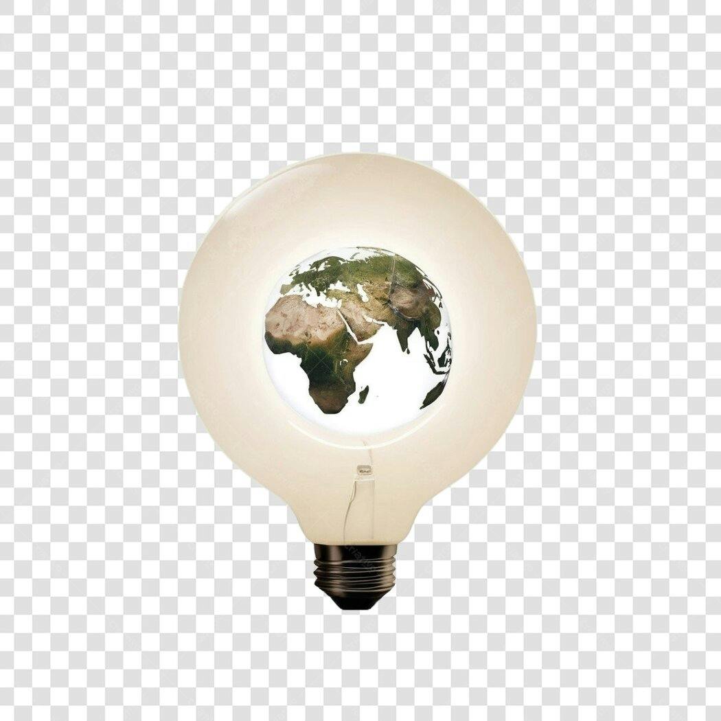 Elemento 3D Lâmpada Terra Sustentabilidade PNG Fundo Transparente