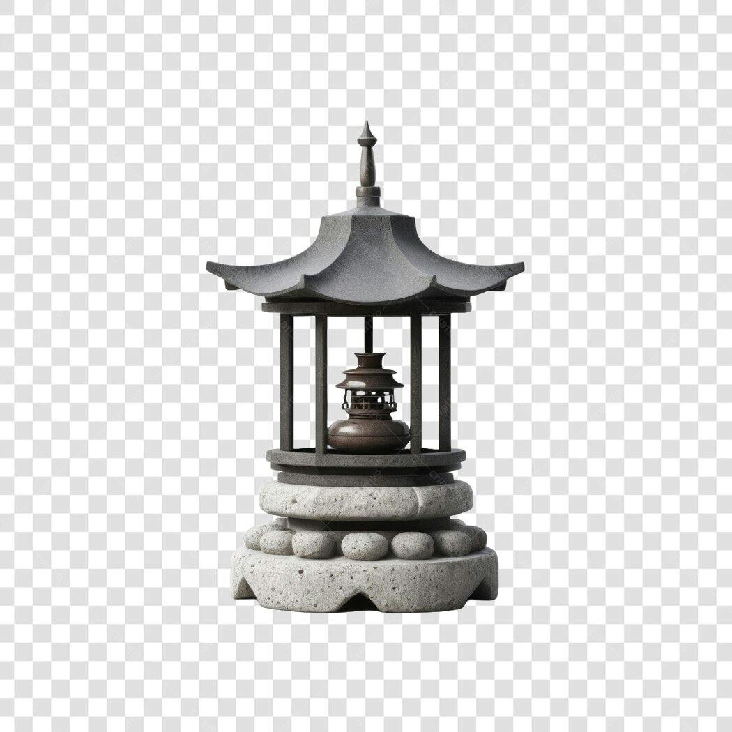 Elemento 3D Lanterna Japonesa Oriental PNG Fundo Transparente